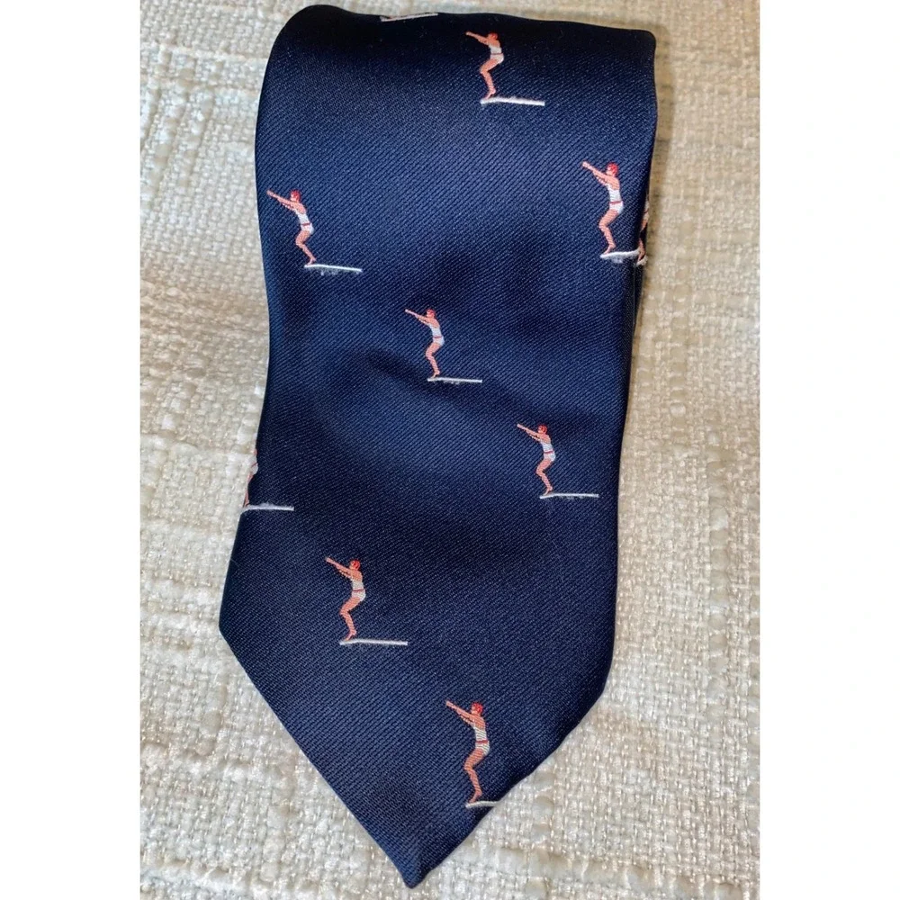 High Diver Necktie Mens OS Navy Blue Novelty Preppy Ivy Style Rivetz of‎ Boston